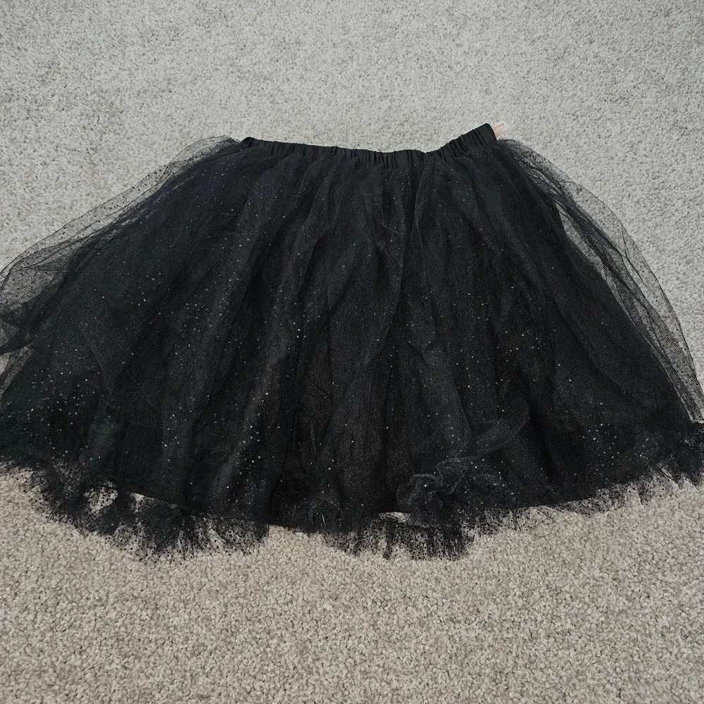 Disney Girls Black Tulle Tutu Skirt‎ Sparkle Costume Size 7/8 See Description